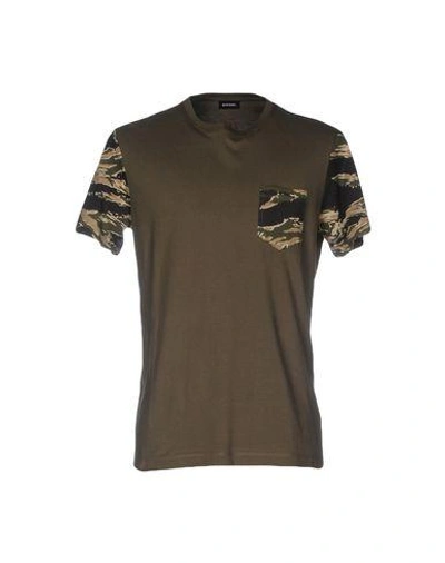 Shop Diesel T-shirts In Military Green