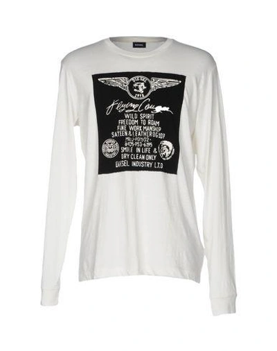 Shop Diesel T-shirts In Ivory