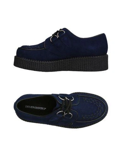 Shop Underground Laced Shoes In Dark Blue