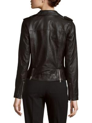 Muubaa Cropped Biker Leather Jacket In Black | ModeSens