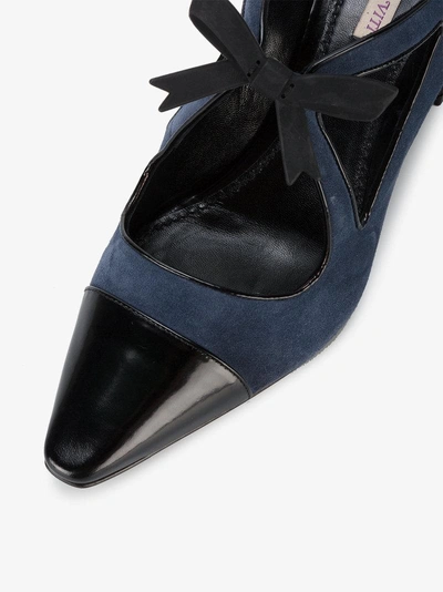 Shop Fabrizio Viti Blue Suede Take A Bow 70 Pumps