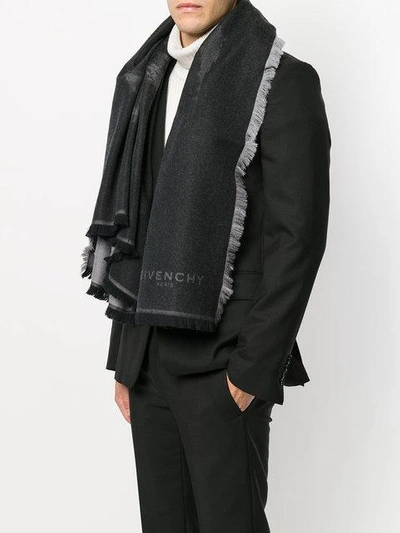 Shop Givenchy Frayed Logo Scarf - Black