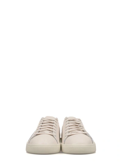Shop Puma White Clyde Natural Leather Sneakers