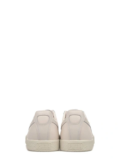 Shop Puma White Clyde Natural Leather Sneakers