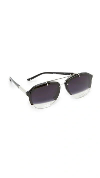 3.1 Phillip Lim / フィリップ リム Split Aviator Sunglasses In Silver/black To Clear