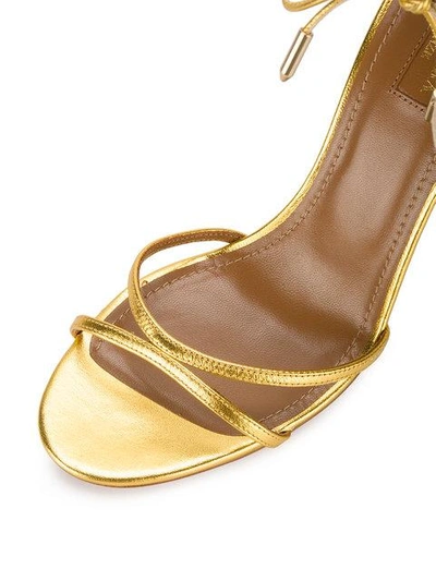 Shop Aquazzura Gold Eden Bead 105 Sandals