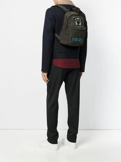 Shop Kenzo Tiger Embroidered Backpack In Green