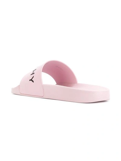 Shop Givenchy Logo Embossed Slides - Pink