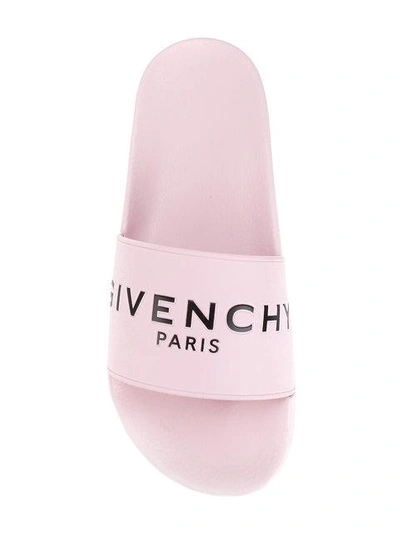 Shop Givenchy Logo Embossed Slides - Pink