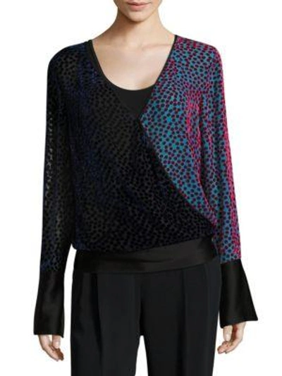 Diane Von Furstenberg Long-sleeve Velvet Top In Multi