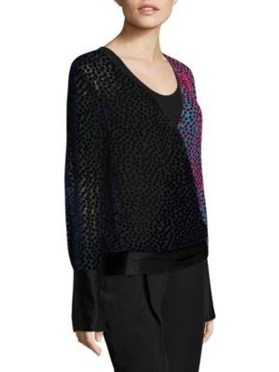 Shop Diane Von Furstenberg Long-sleeve Velvet Top In Multi