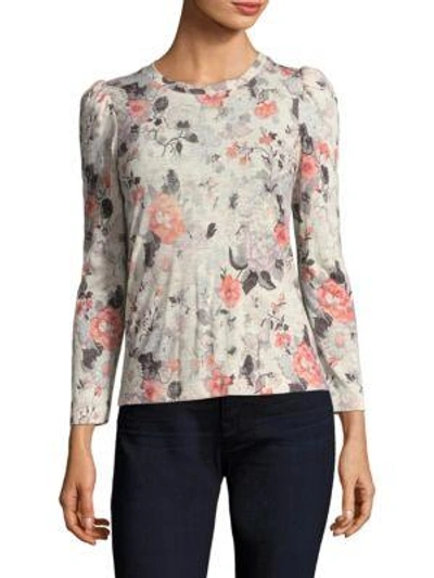 Rebecca Taylor Floral Jersey Top In Cream Combo
