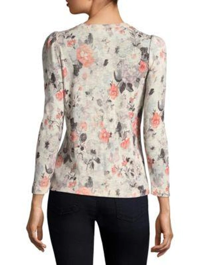 Shop Rebecca Taylor Floral Jersey Top In Cream Combo