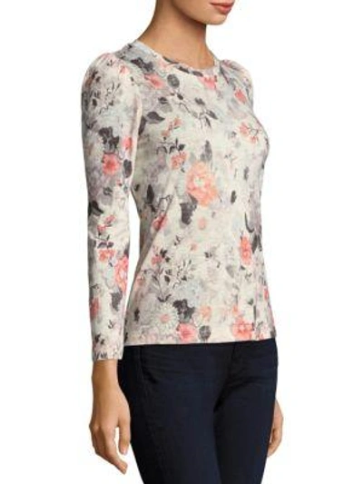 Shop Rebecca Taylor Floral Jersey Top In Cream Combo
