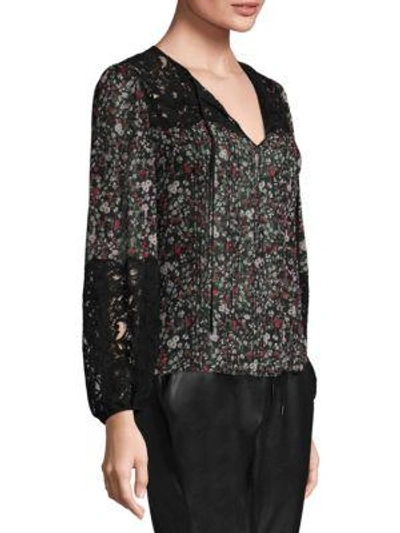 Shop Rebecca Taylor Lyra Lace Silk Top In Black Combo