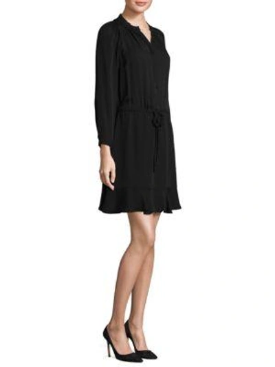 Rebecca Taylor Drawstring Silk Shift Dress In Black