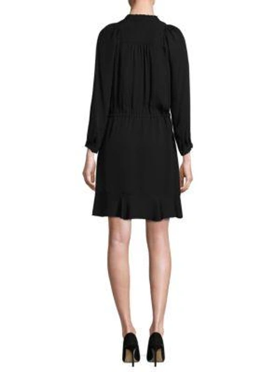 Shop Rebecca Taylor Drawstring Silk Shift Dress In Black