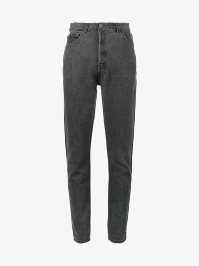 Shop Re/done Levi's Skinny Fit High Rise Jeans With Butt Rip In Black