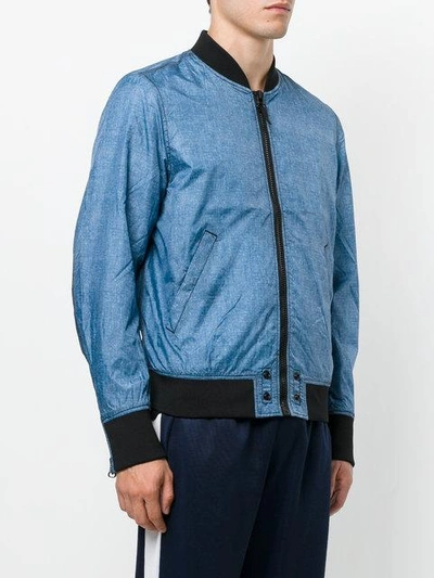 Shop Diesel Zip Up Bomber Jacket In Blue