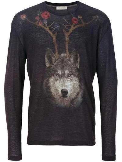 Shop Etro Wolf Print Fine Knit Jumper