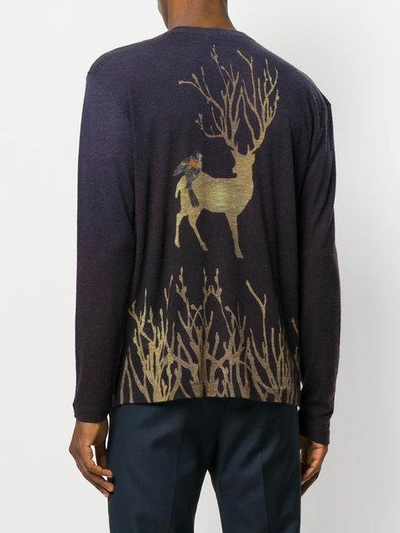 Shop Etro Wolf Print Fine Knit Jumper