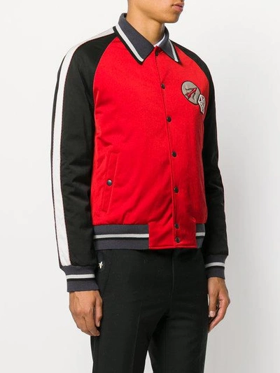 Shop Lanvin Embroidered Bomber Jacket In Red
