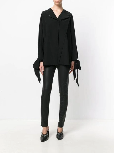 Shop Givenchy Tie Sleeve Shirt  In 001 Black