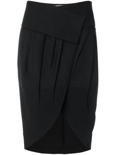 Shop Jacquemus Asymmetric Pleated Wrap Skirt