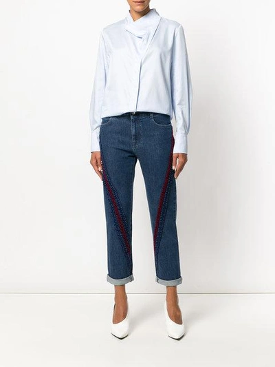 Shop Stella Mccartney Ruffle-trimmed Boyfriend Jeans In Blue