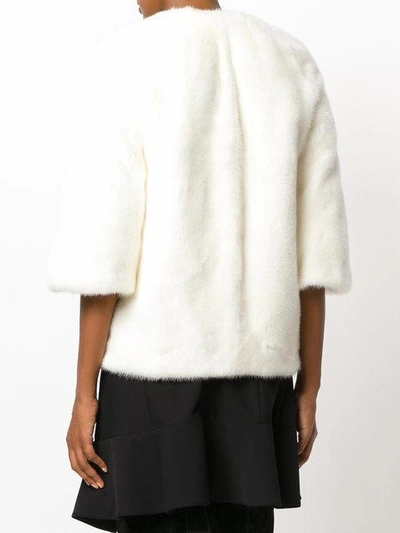 Shop Yves Salomon Short Fur Jacket - White