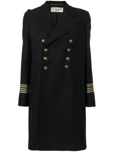 Shop Saint Laurent Double Breasted Military Coat