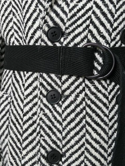 Shop Saint Laurent Chevron-stripe Double-breasted Coat In Black