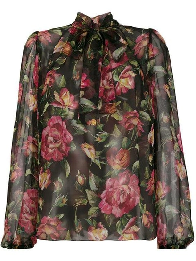 Shop Dolce & Gabbana Chiffon Floral Print Blouse
