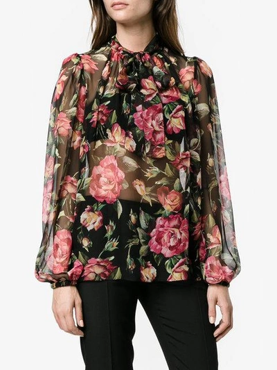Shop Dolce & Gabbana Chiffon Floral Print Blouse