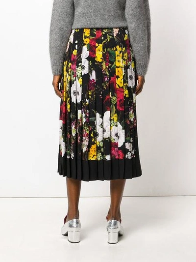Shop Dolce & Gabbana Floral Print Midi Skirt In Black