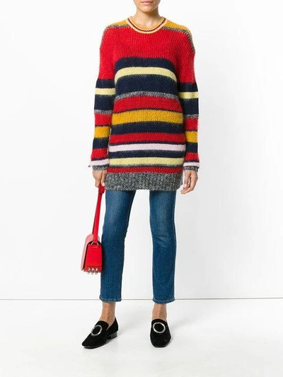 Shop Alexa Chung Knitted Horizontal Stripe Jumper In Multicolour