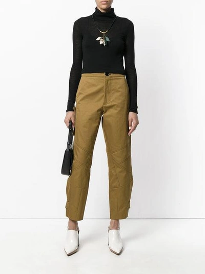 Shop Marni Cropped Cargo Trousers - Green