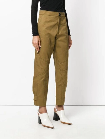 Shop Marni Cropped Cargo Trousers - Green