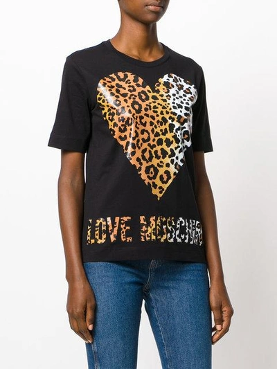 Shop Love Moschino Leopard Heart Graphic Print T-shirt