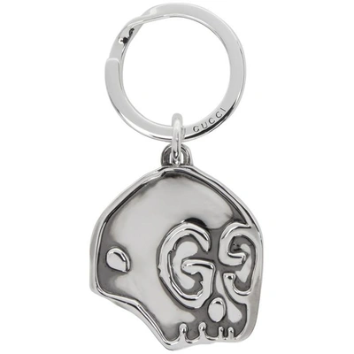 Shop Gucci Silver Ghost Skull Keychain