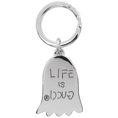 Shop Gucci Silver Life Is  Ghost Keychain
