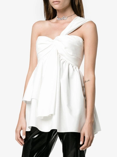 Shop Adeam One Shoulder Knotted Bustier Top In White