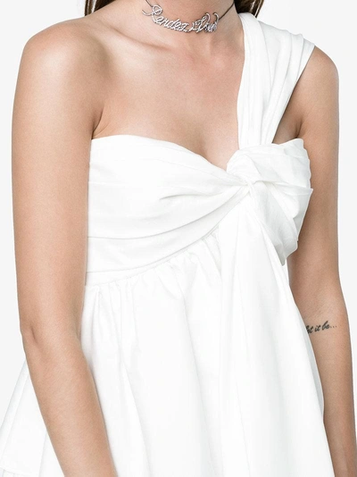 Shop Adeam One Shoulder Knotted Bustier Top In White