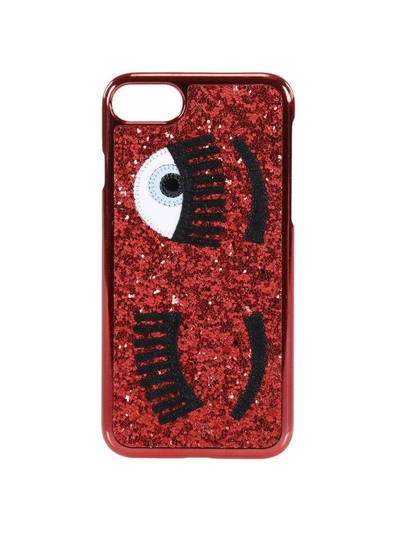 Shop Chiara Ferragni Case Iphone 7plus With Glitter Eyes In Red