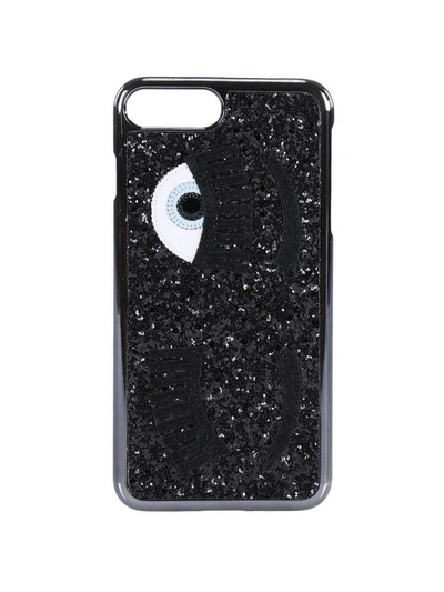 Shop Chiara Ferragni Case Iphone 7plus With Glitter Eyes In Black