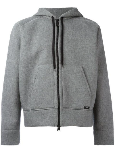 Shop Ami Alexandre Mattiussi Zipped Hoodie In 070 Grey/violet