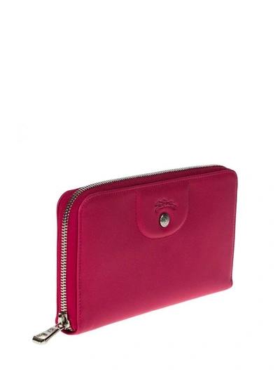Shop Longchamp Wallet Le Pliage Cuir In Pink