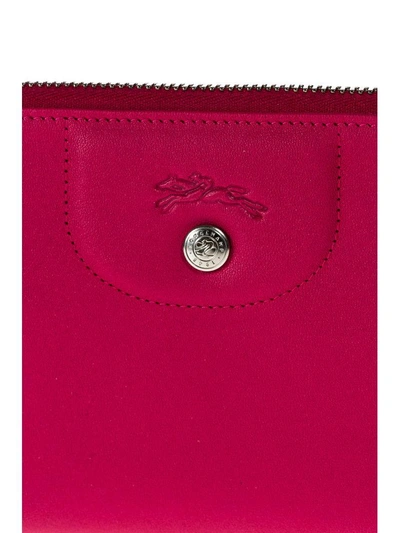 Shop Longchamp Wallet Le Pliage Cuir In Pink