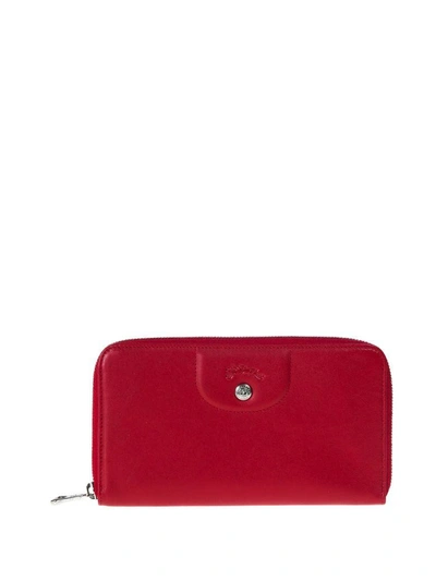 Shop Longchamp Wallet Le Pliage Cuir In Red