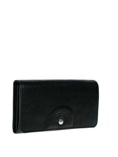 Shop Longchamp Wallet Le Pliage Cuir In Black